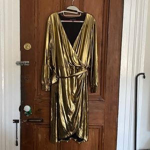 Eloquii Gold Wrap dress 22W